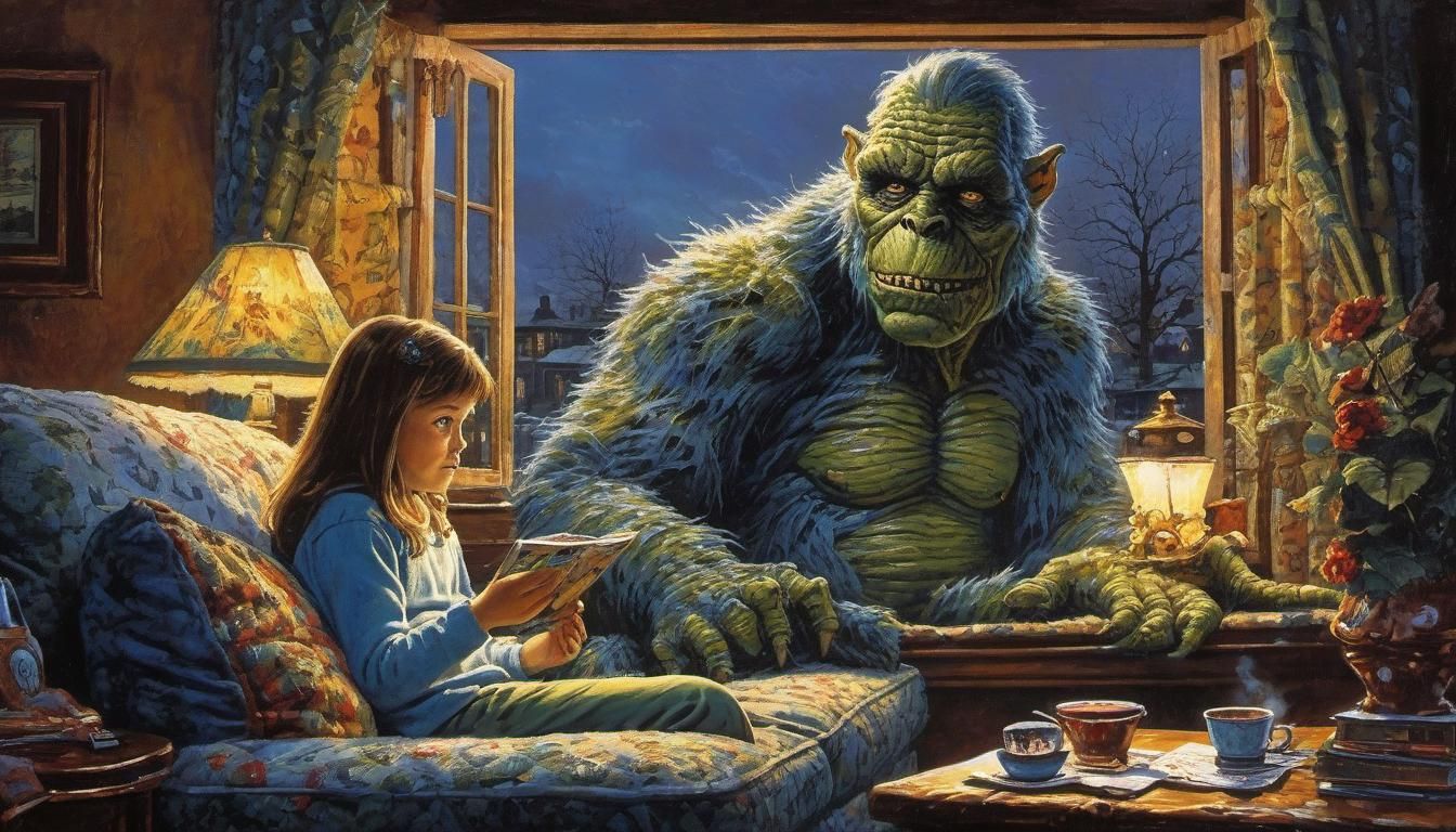 Ladies Relaxing, Monster Watching: Award-Winning Painting