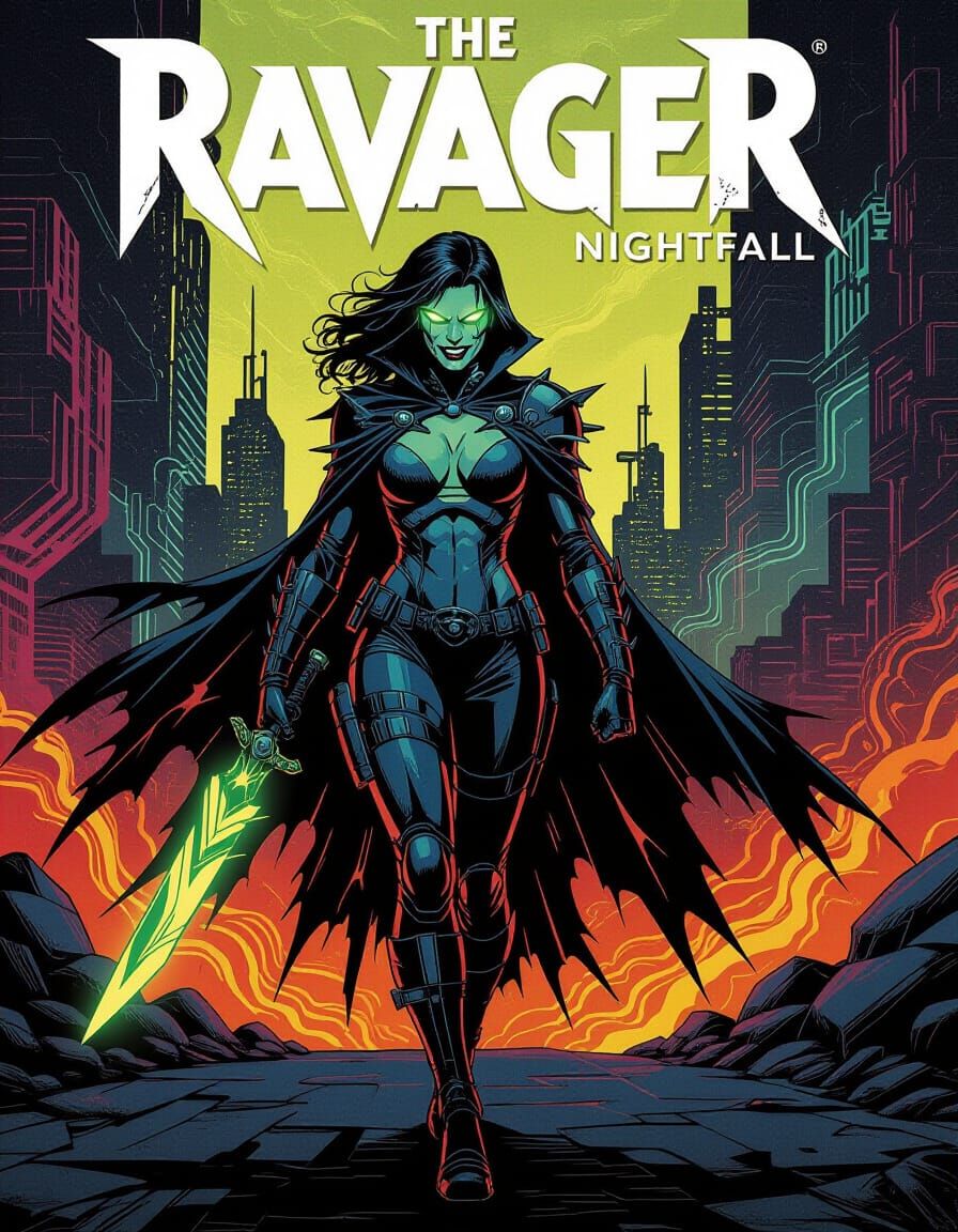 The Ravager Nightfall Comic Cover Art in Miller Moebius Styl...