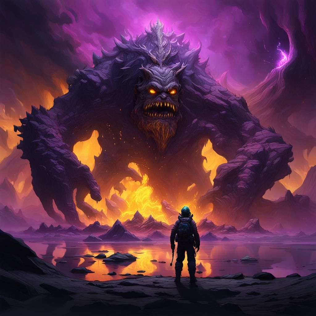 Smoke Monster on Black Water Planet: Dark Fantasy Art