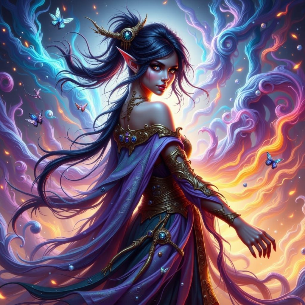 Ethereal Cultivator in Vibrant Fantasy Realm