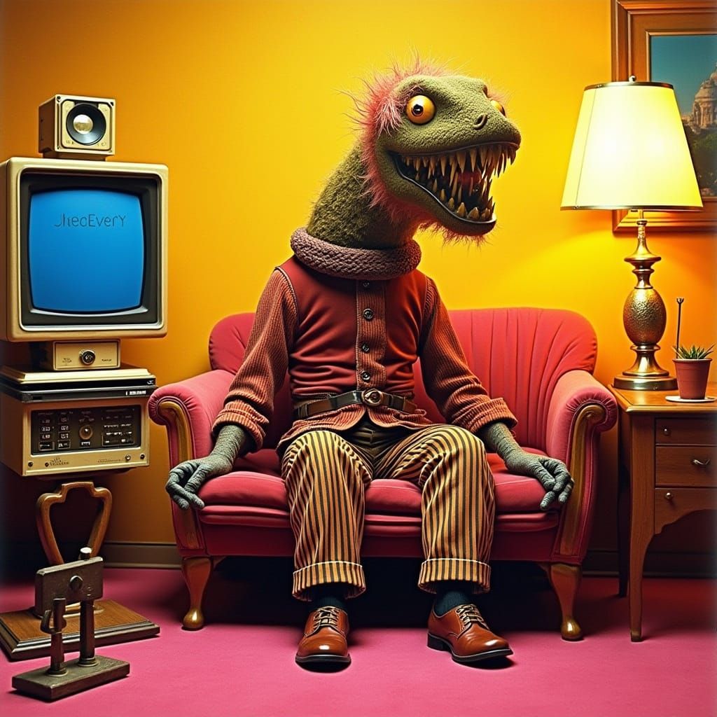 Groovy Surreal Creature in Vintage Attire