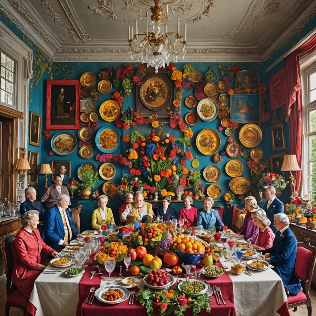 A King's Feast in an Elegant Dining Room