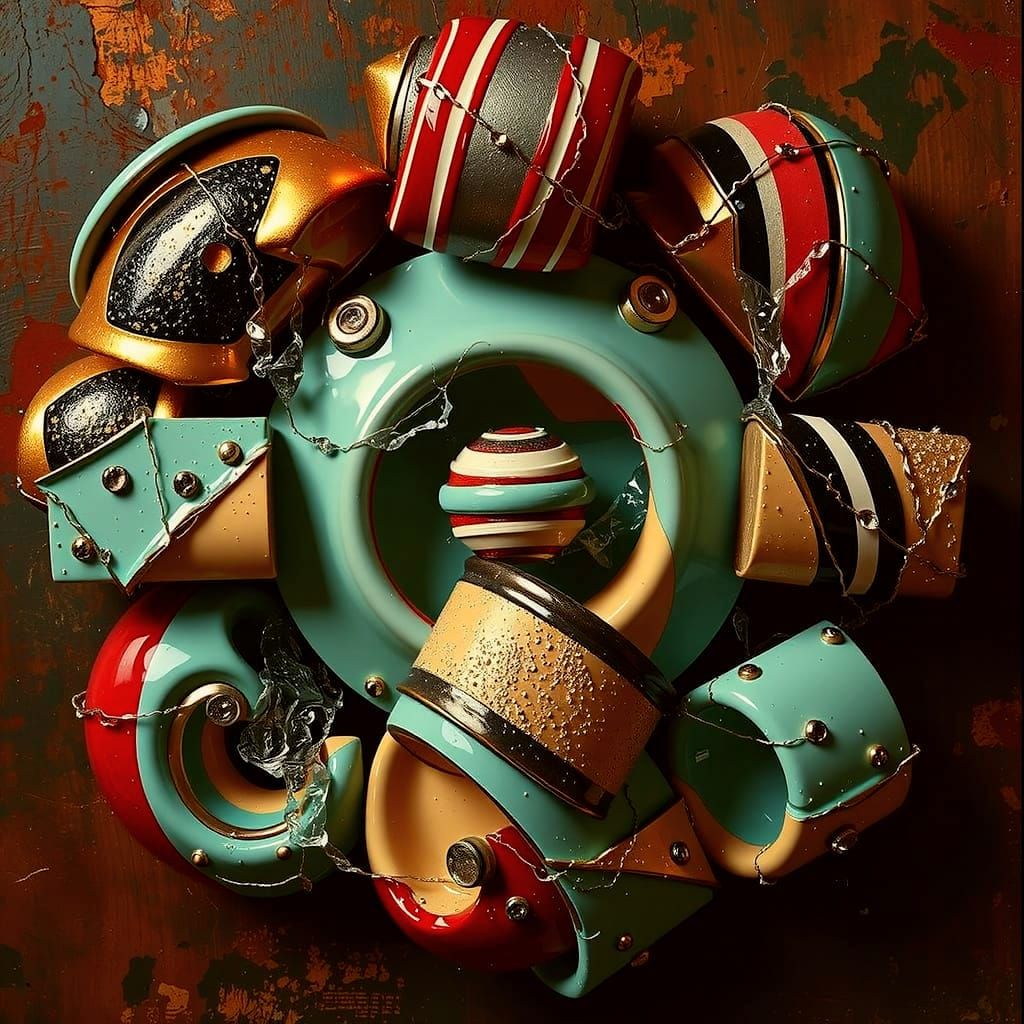 Abstract Swirling Gelato Colors with Bold Stripes