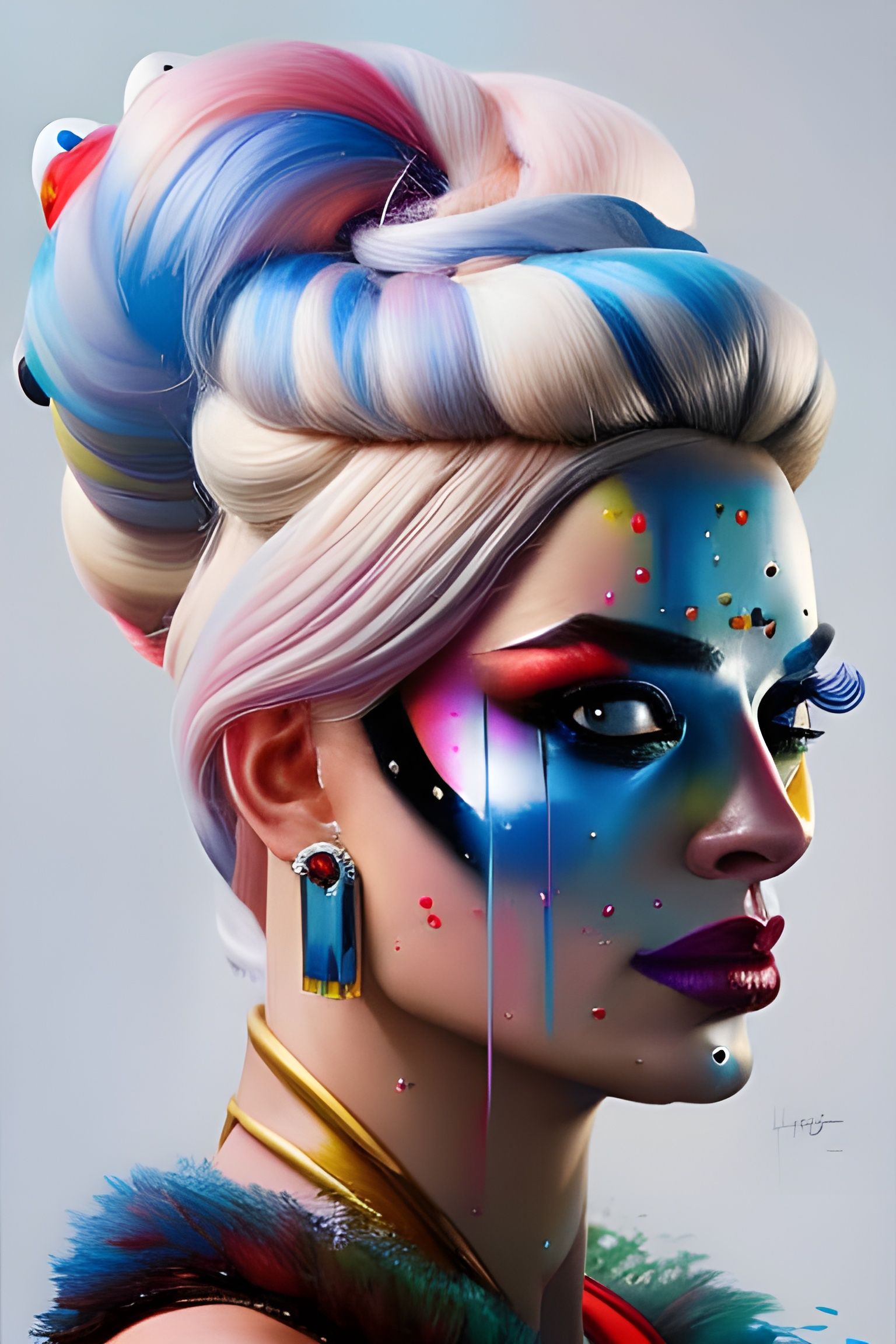 Hyperrealistic Harley Quinn Portrait in Digital Art Style