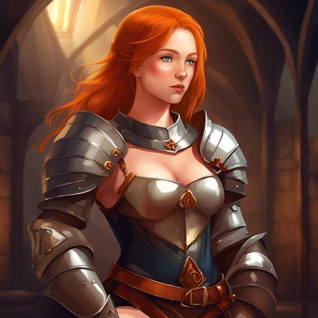 Medieval Girl Knight with Dragon