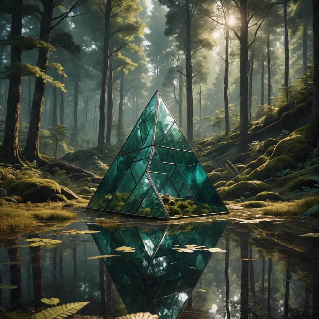 Tetrahedron Glass House in Postmodern Style