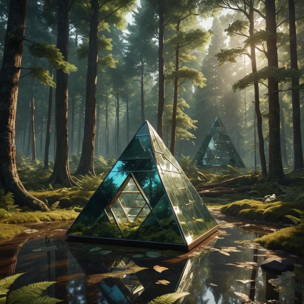 Reflective Tetrahedron House in Postmodern Style