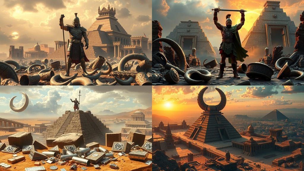 Surreal Ziggurat in Ruins, Fantasy Concept Art