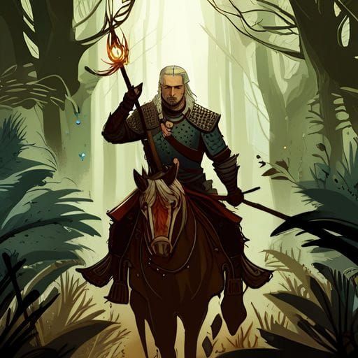Witcher on Horseback in Jungle Adventure