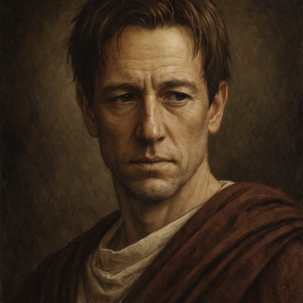 Roman Aristocrat Portrait in Classical Oil Painting Style