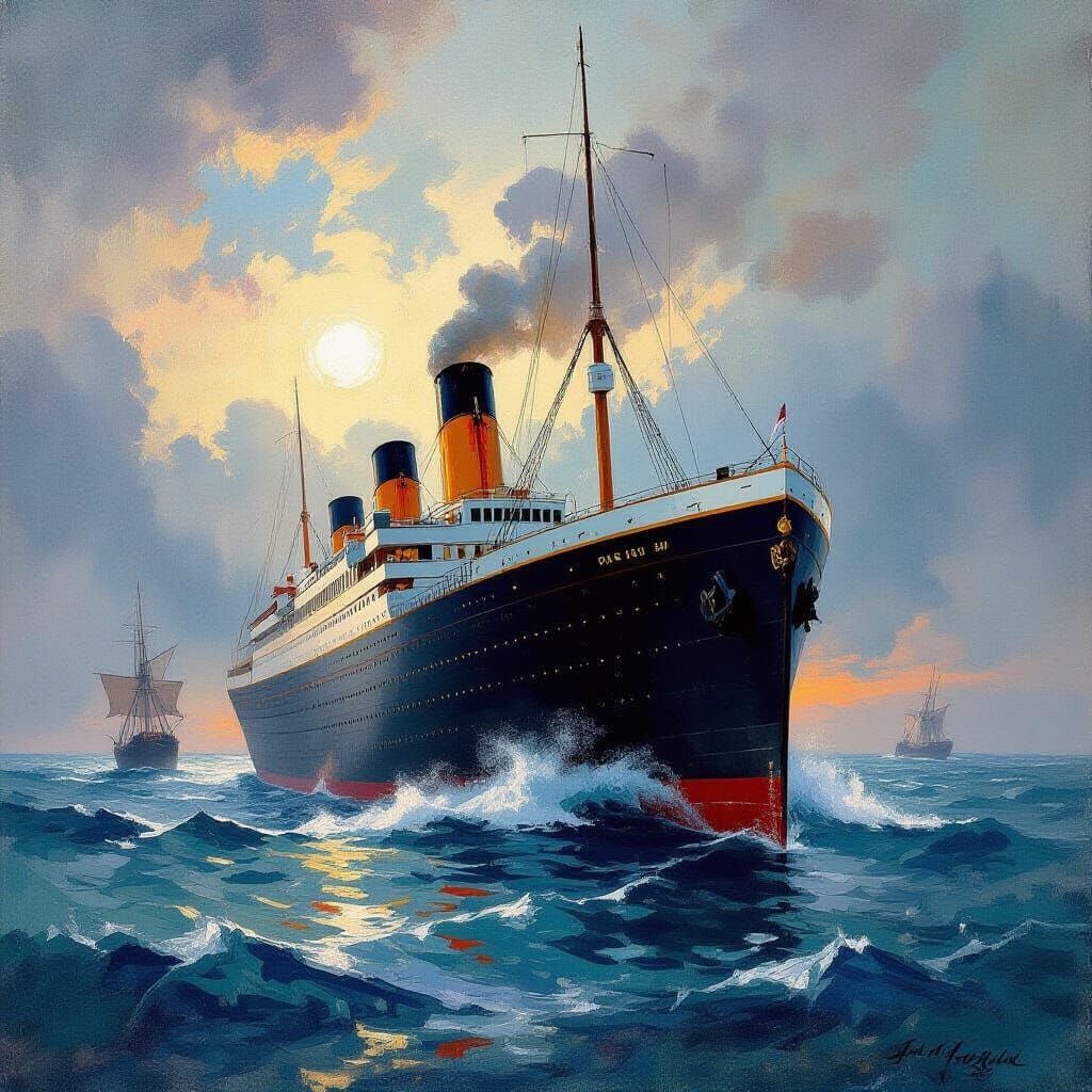 Expressionist Watercolor of Titanic Disaster