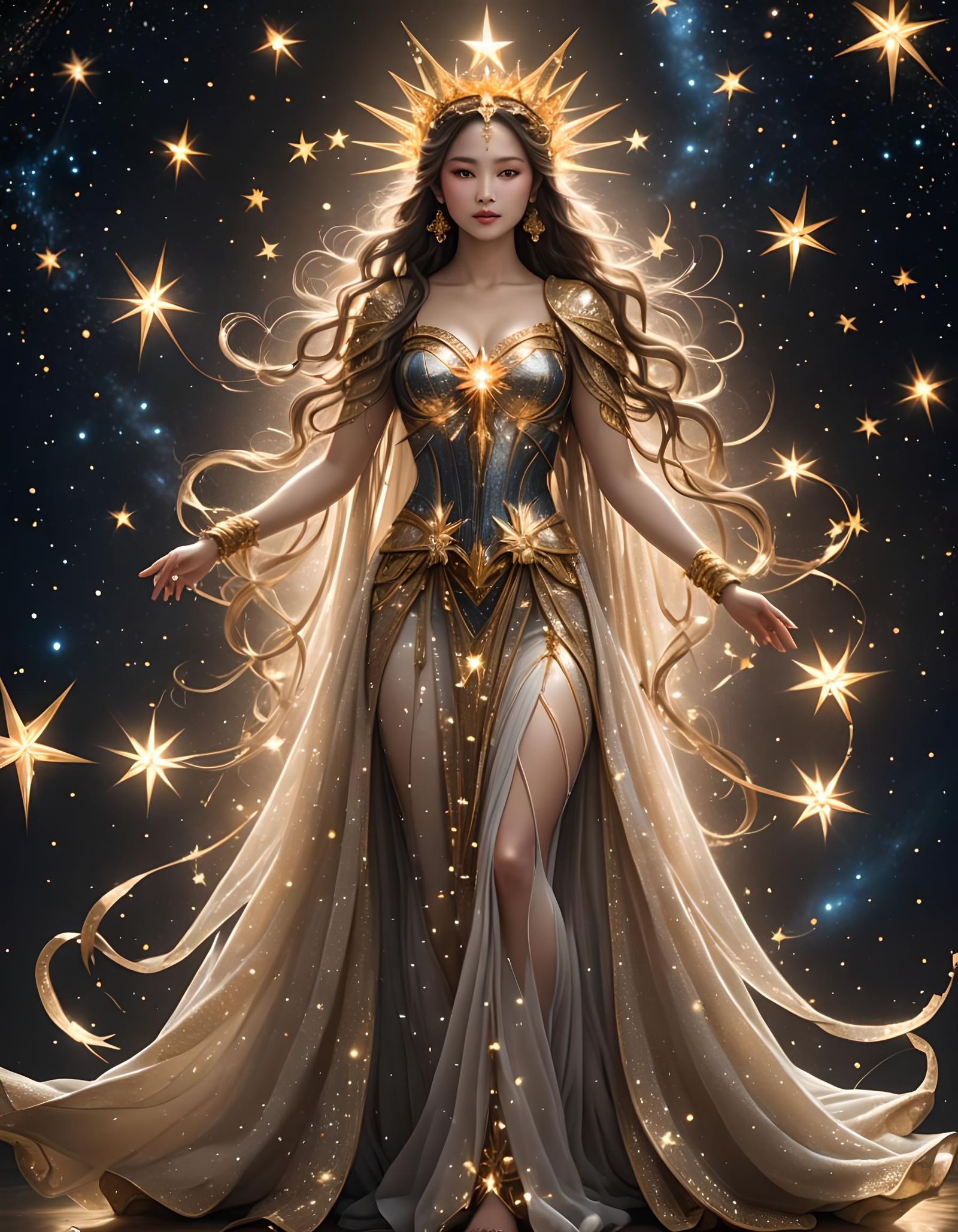 Goddess of Stars in Starlight Dress Portrait