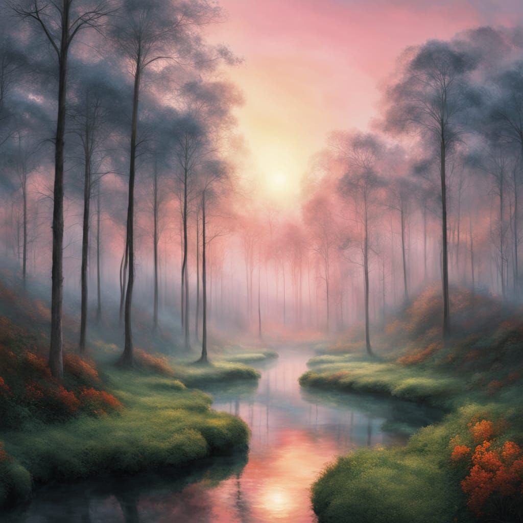 Surreal Princess in Iridescent Forest