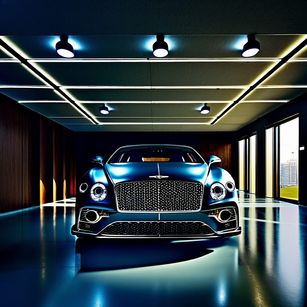 Luxurious Bentley Flying Spur in High-End Showroom with Micr...