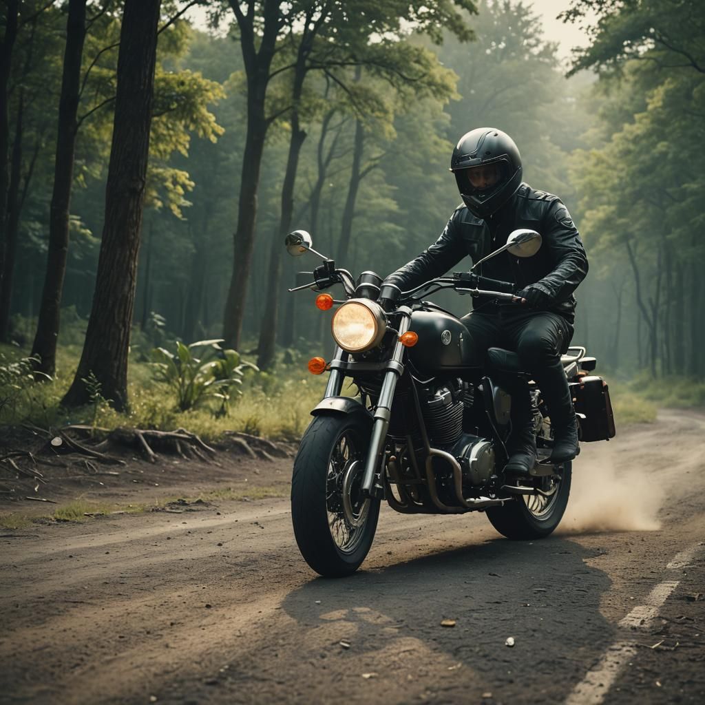 Cinematic Motorcycle Film Still