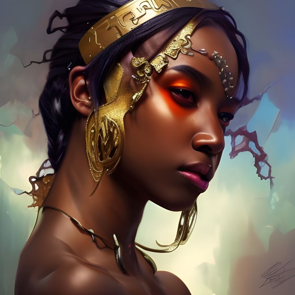 Demonic Goddess Portrait in Hyperdetailed Style