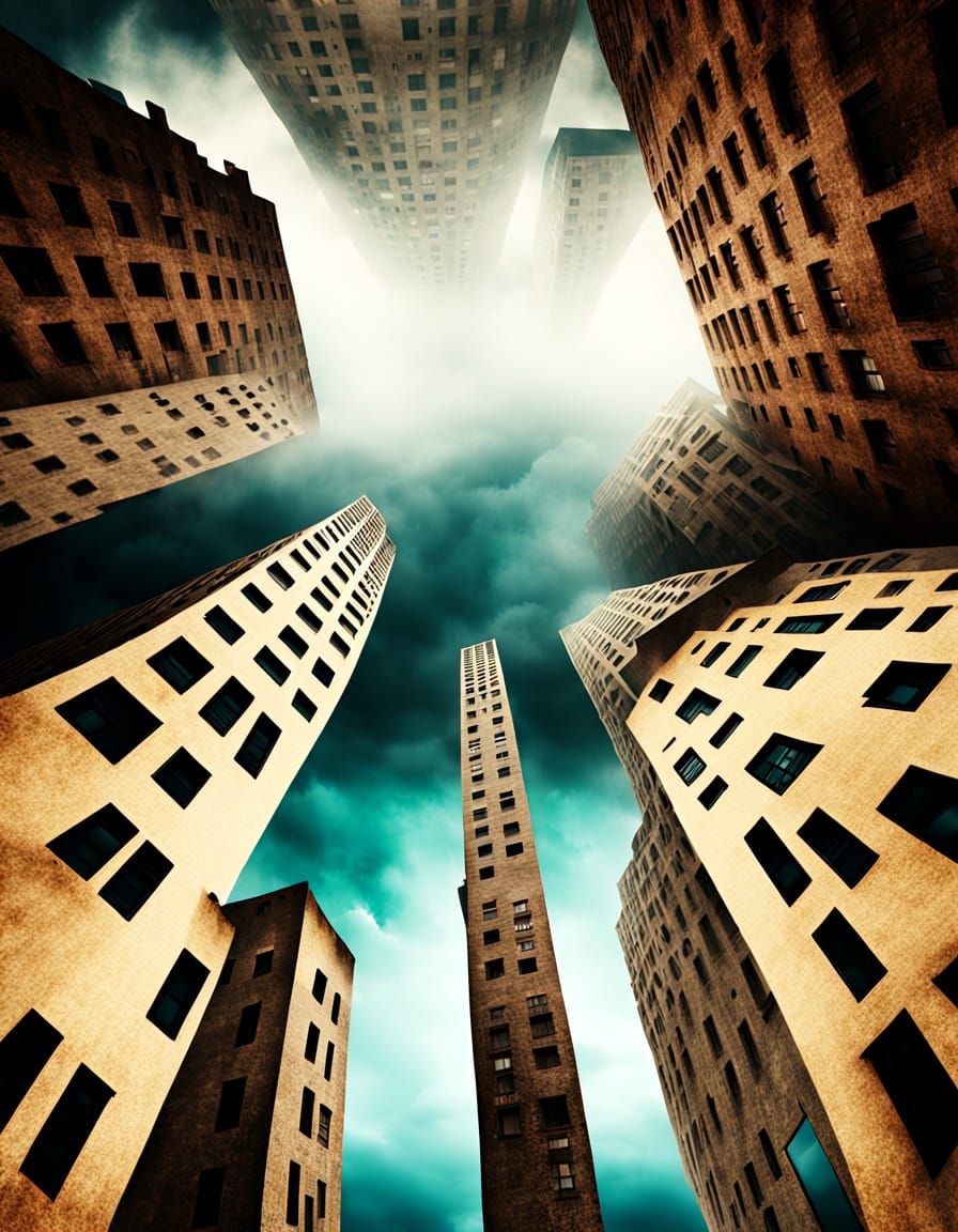 Breathtaking Surreal Cityscape with Dramatic Lighting