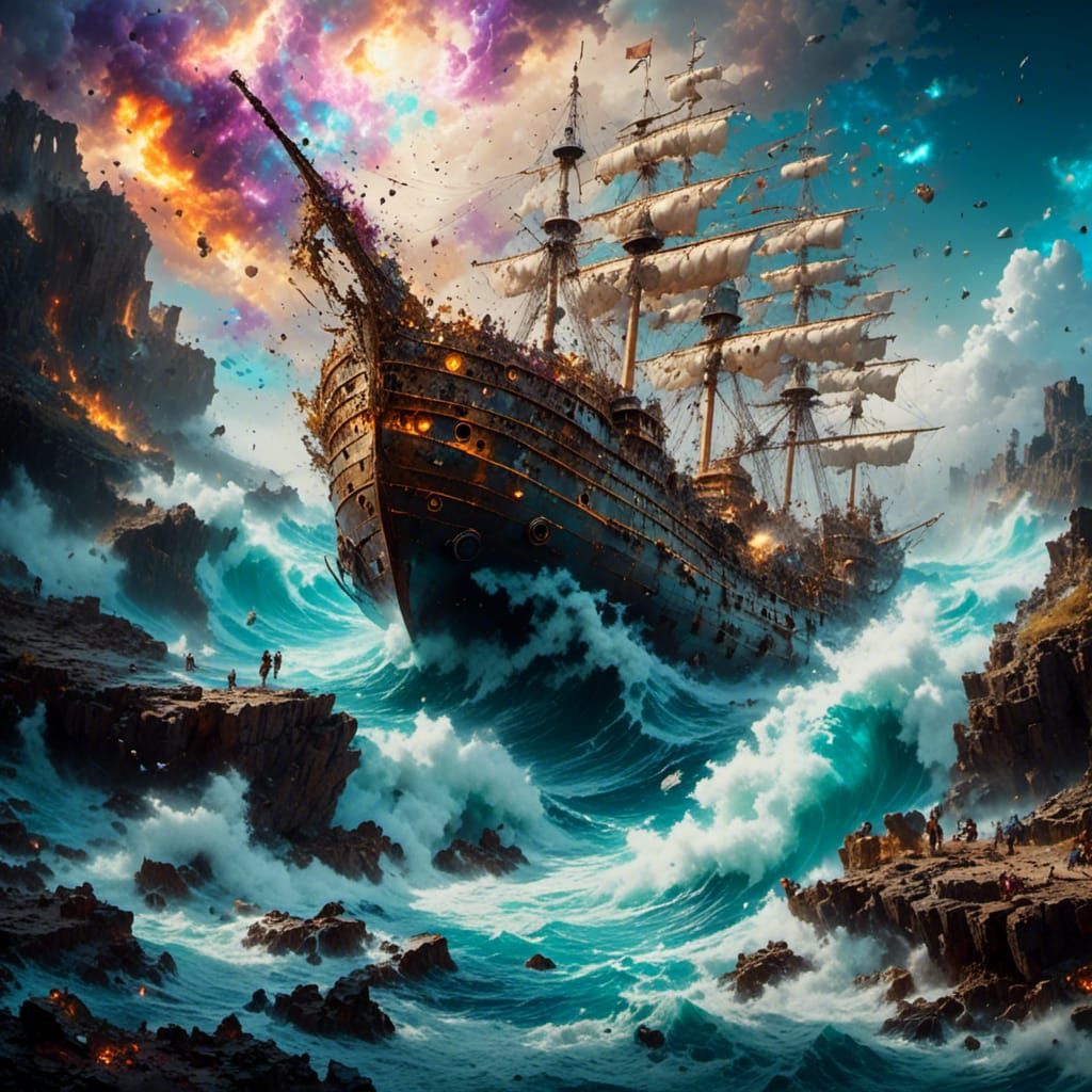 Ghost Ship Seeks Lighthouse in Double Exposure