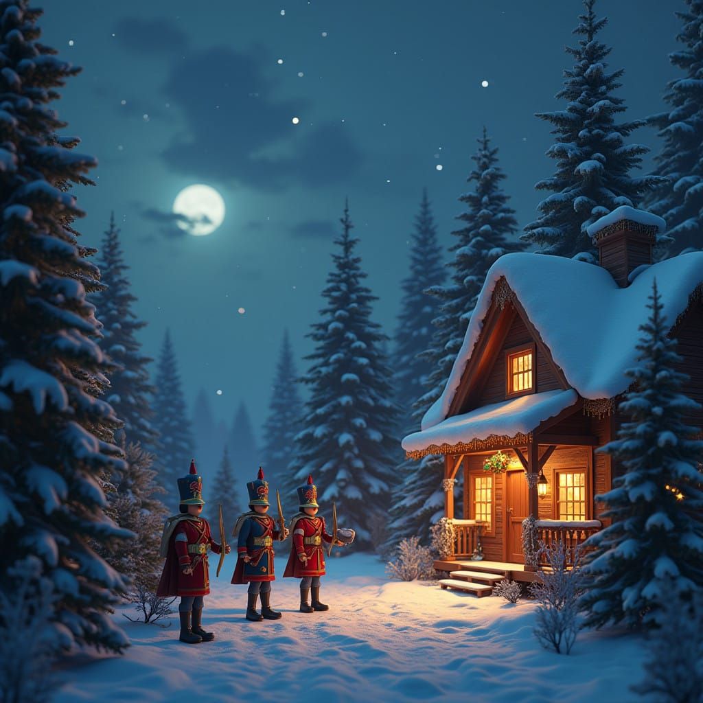 Fantastical Christmas Eve with Toy Soldiers in Vivid, Dreaml...