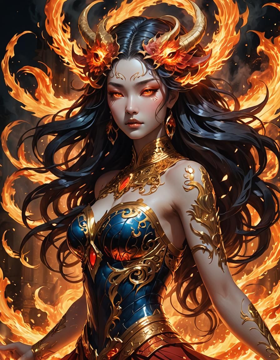 Ethereal Underworld Goddess in Studio Trigger Style