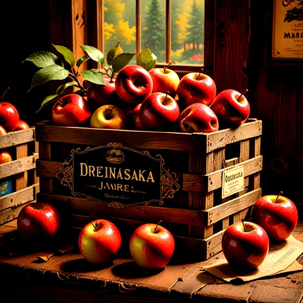 Retro European Apple Crate in Vibrant Colors