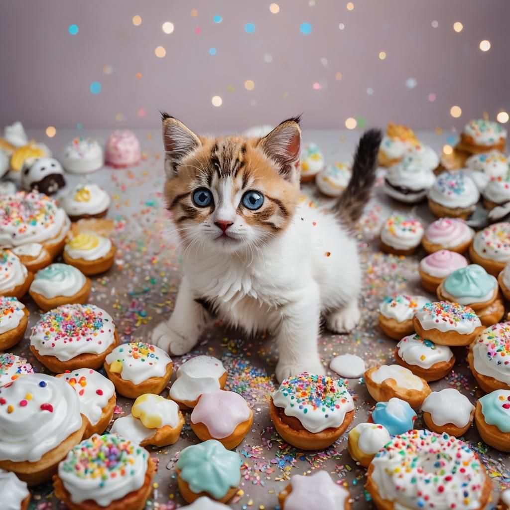 Kitten in Pastry Pile: Professional Photography