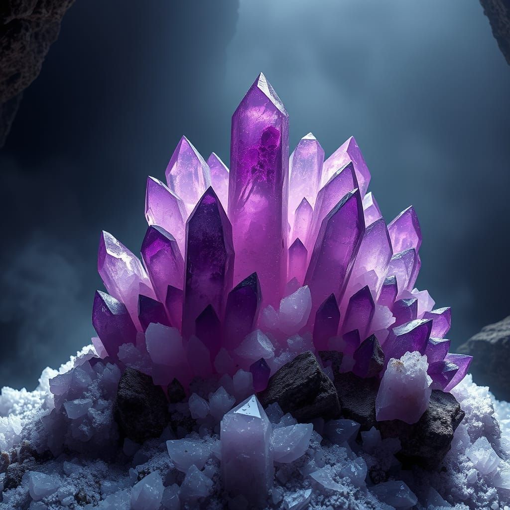 Raw  amethyst crystal towers,