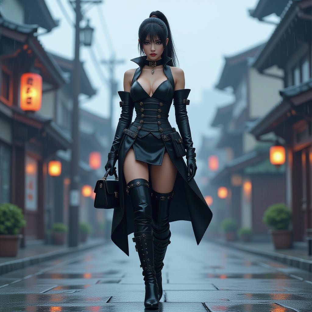 Leather-Clad Women in Fantastical Digital Painting