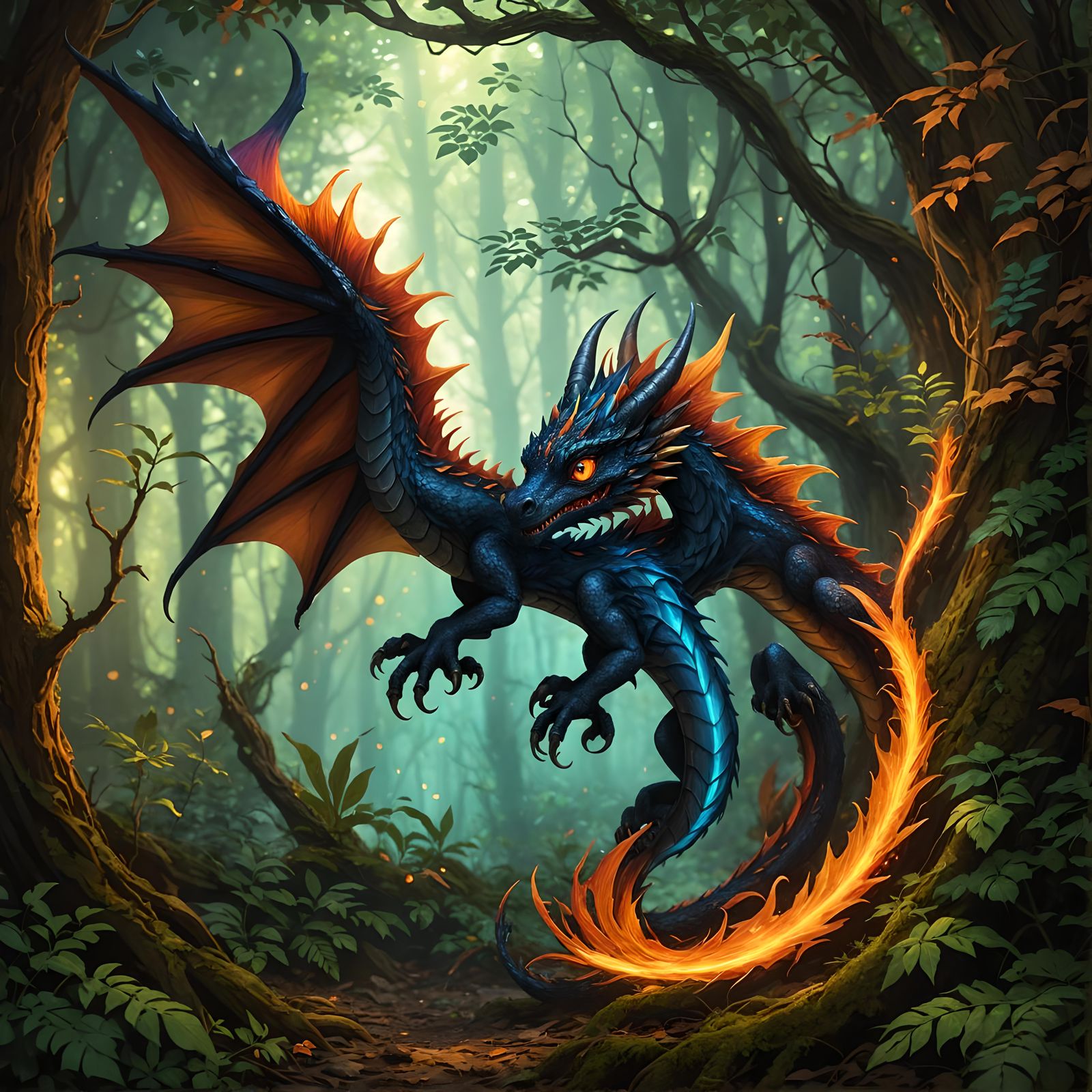 Striped Dragon in Forest