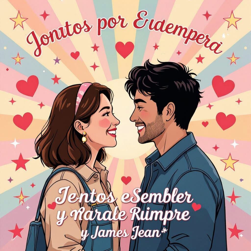 Couple in Love Surrounded by Hearts, Pop Art Style