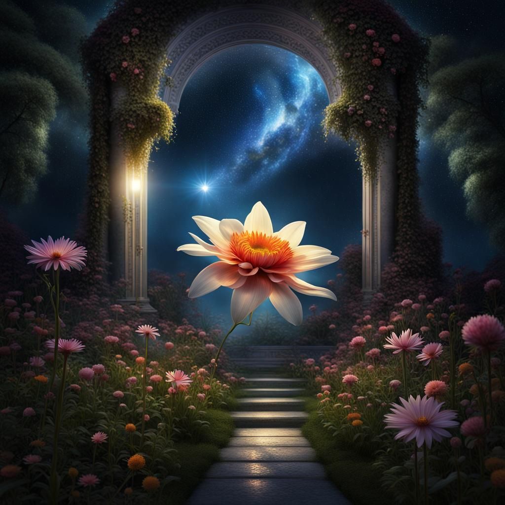 Mystical Garden Portal Flower in Fantasy Concept Art