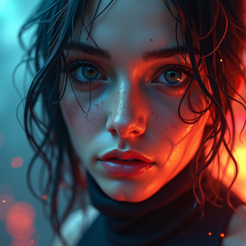 Photorealistic Widow in Hyperrealistic Splash Art Style