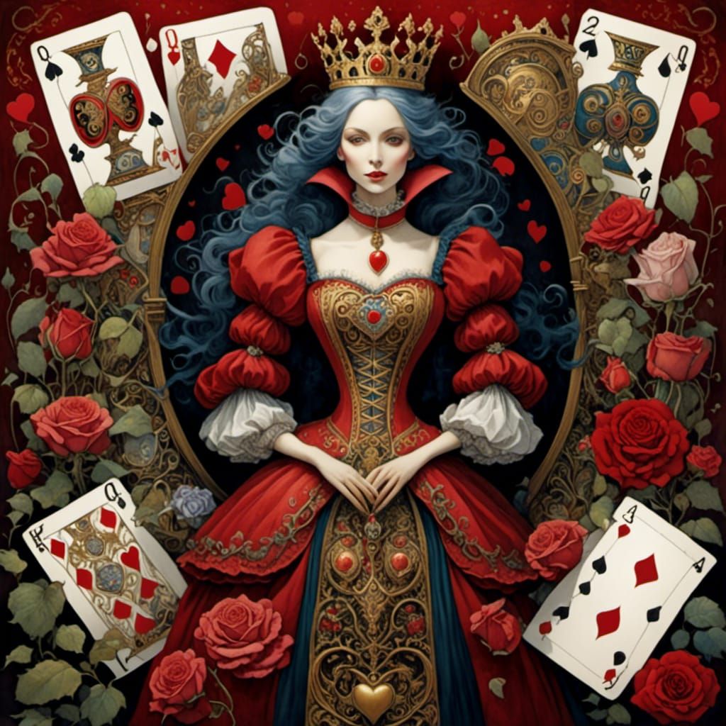 Queen of Hearts in Storybook Art Style