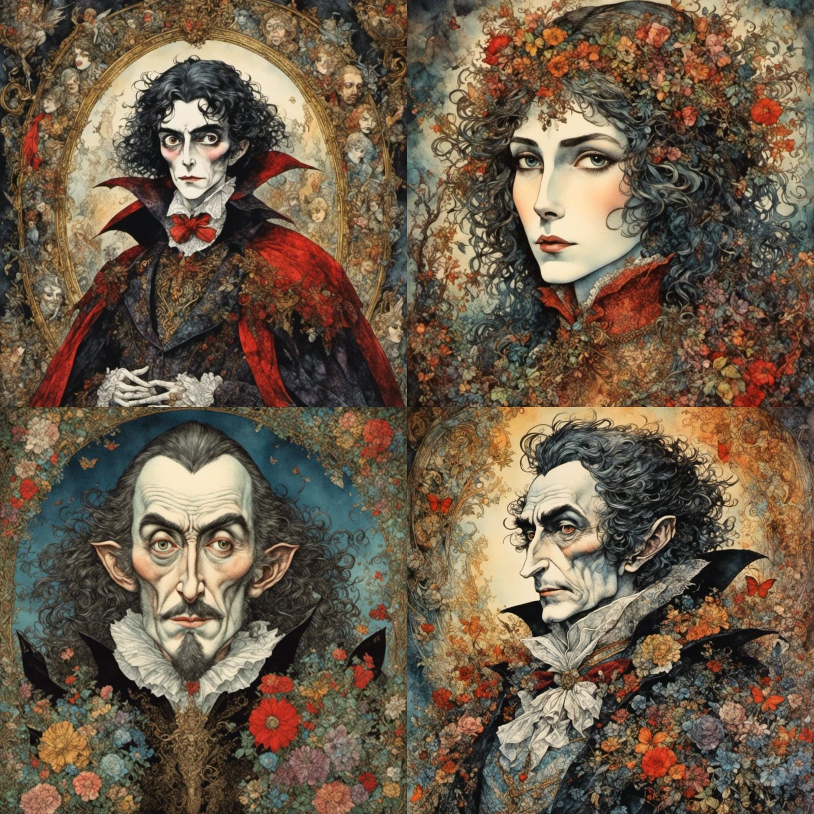 Surreal Count Dracula Portrait in Cartoon Style