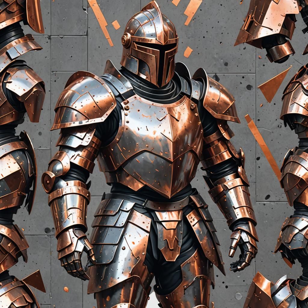 Copper and Aluminum Knight Armor in Brutalist Style