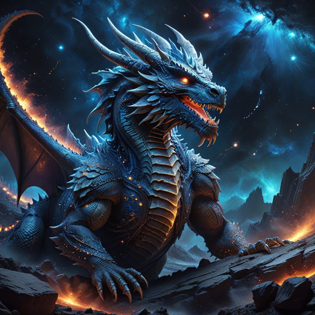 Majestic Galactic Dragon in Cosmic Nebula