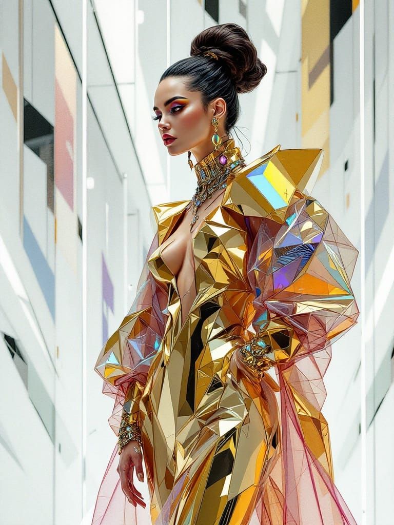 High-Fashion Icon in Futuristic Renaissance Gown