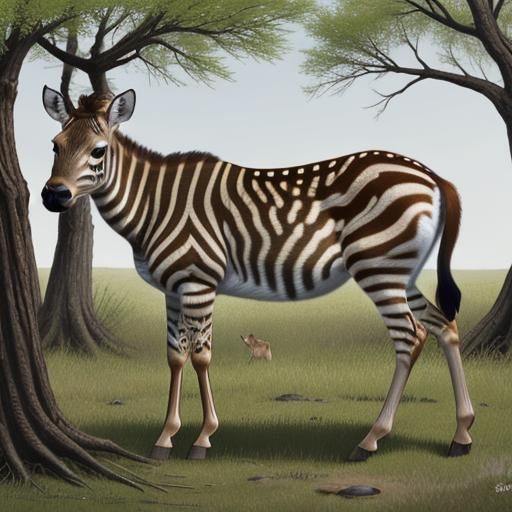 Zebra Deer Fawn in Thicket