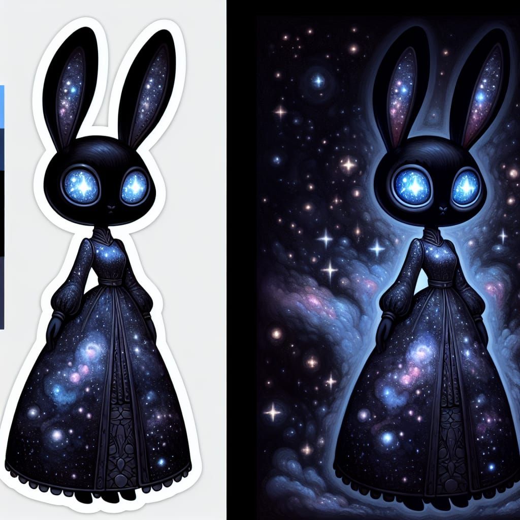 Nebula Bunny Sticker in Cartoon Style
