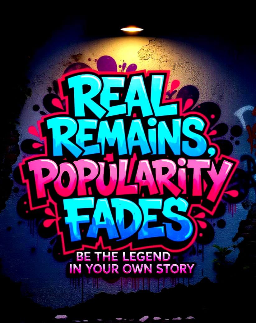 Urban Graffiti Art: "Real Remains" Motto at Night