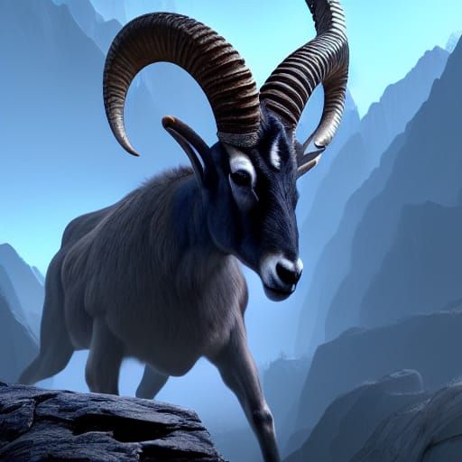 Detailed Matte Painting of an Ibex in 8K
