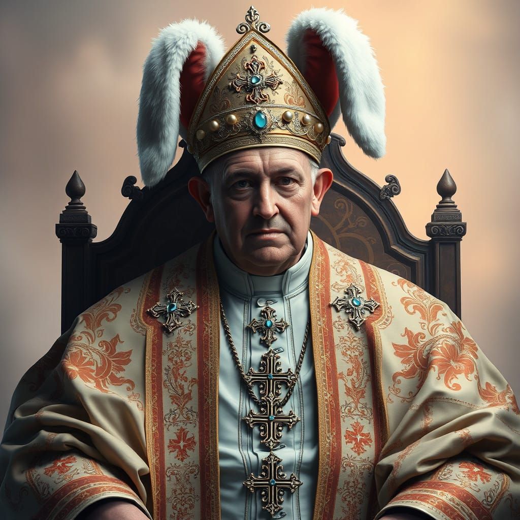 The Pope with Bunny Ears in Digital Art