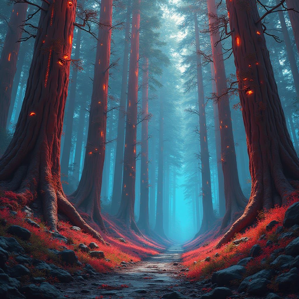 Mechanical Forest in Futuristic Style