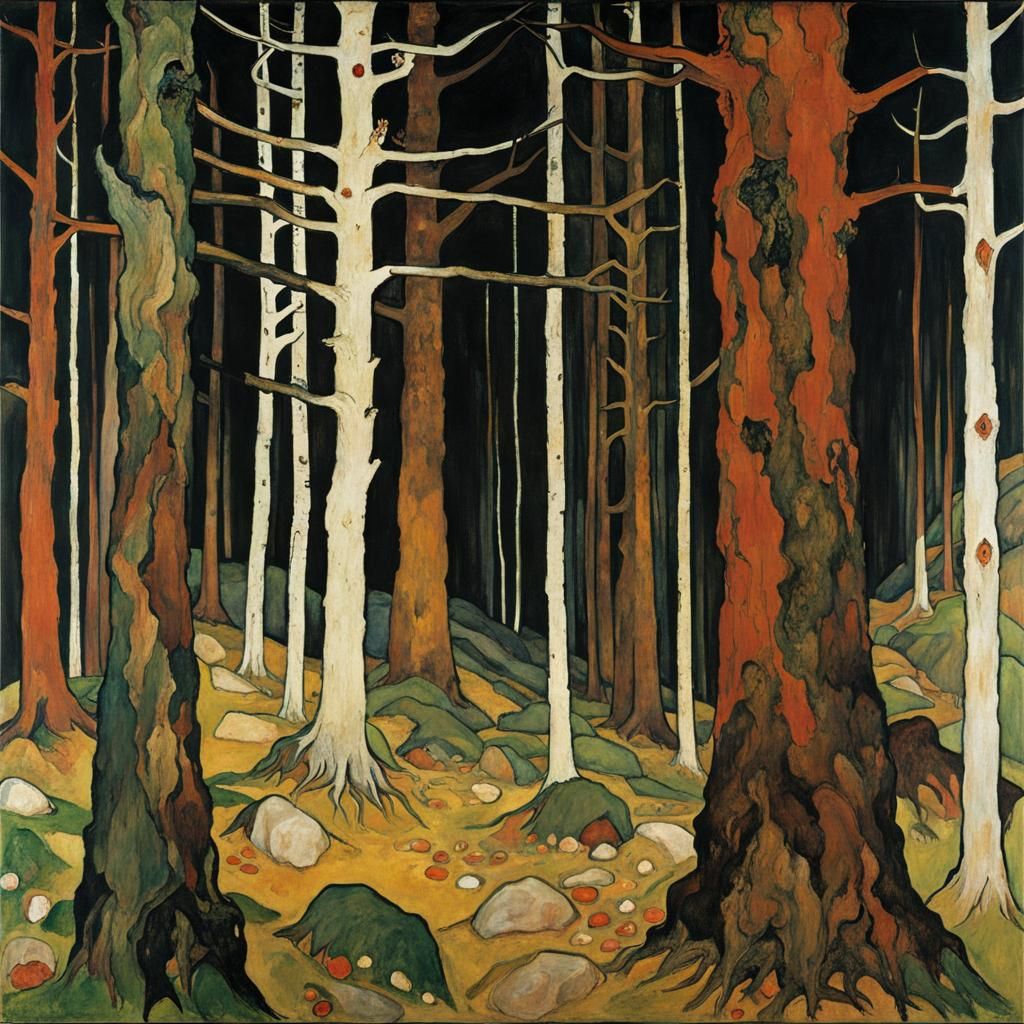 Eldritch Forest in Expressionist Style