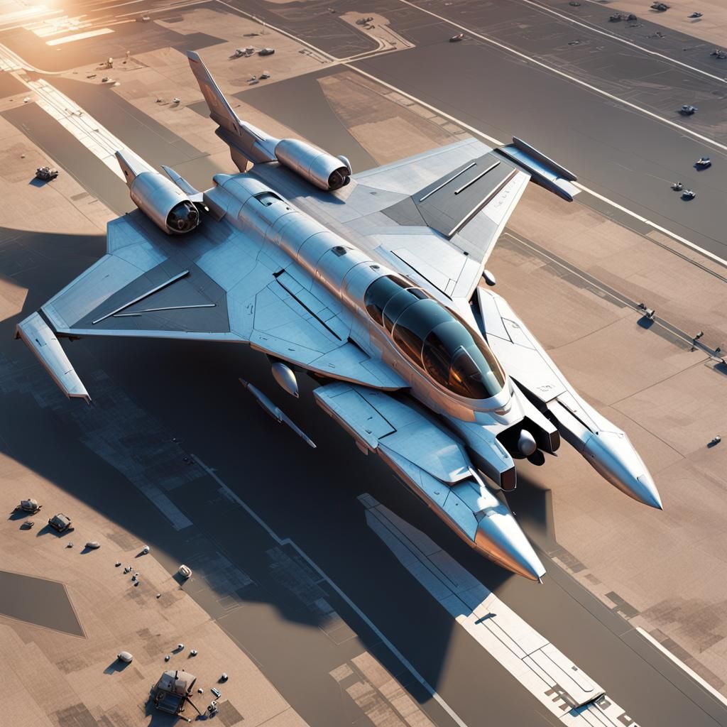 Sleek Futuristic Fighter Jet Concept Art in Sci-Fi Style