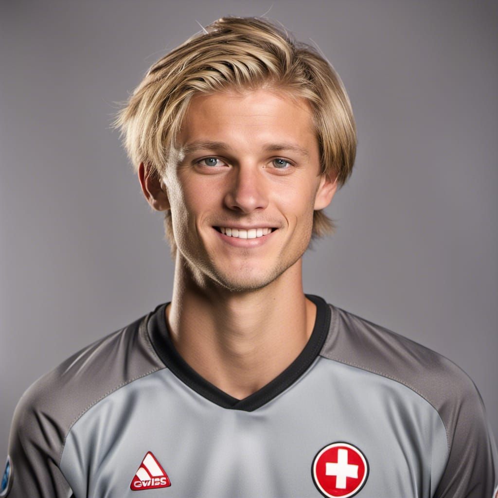 Detailed Portrait of Young Swiss Soccer Player