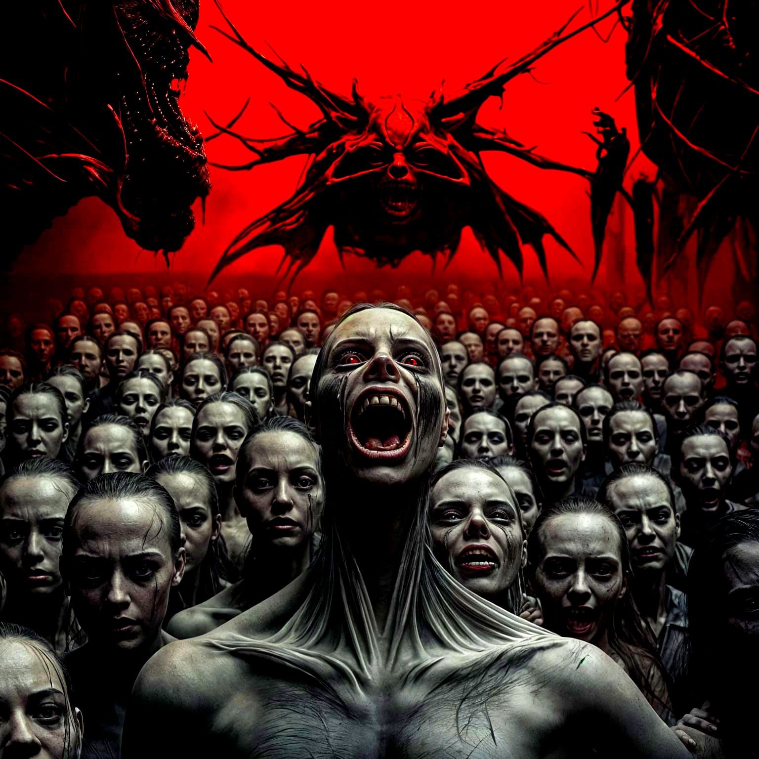 Horror Album Cover: Wall of Distorted Faces