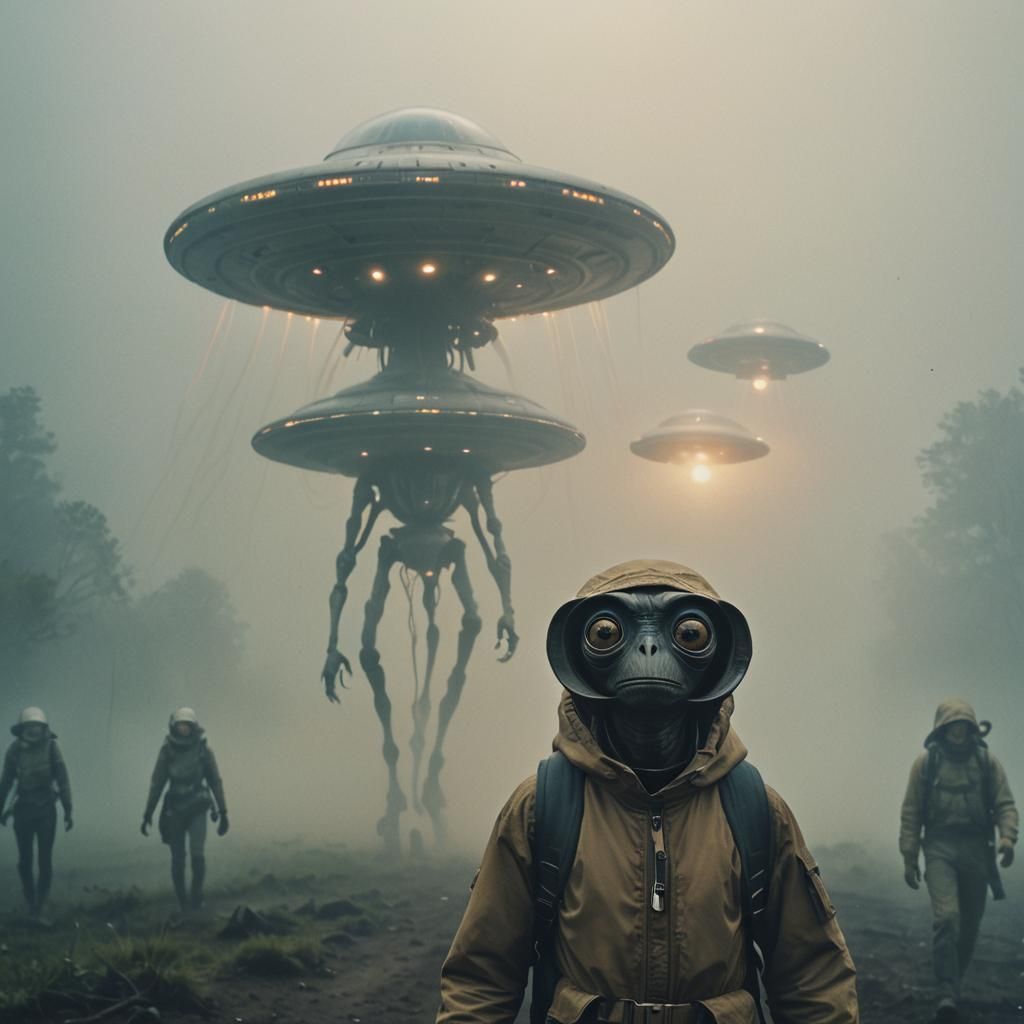 Surreal Close-Up of Anxious ET Explorers