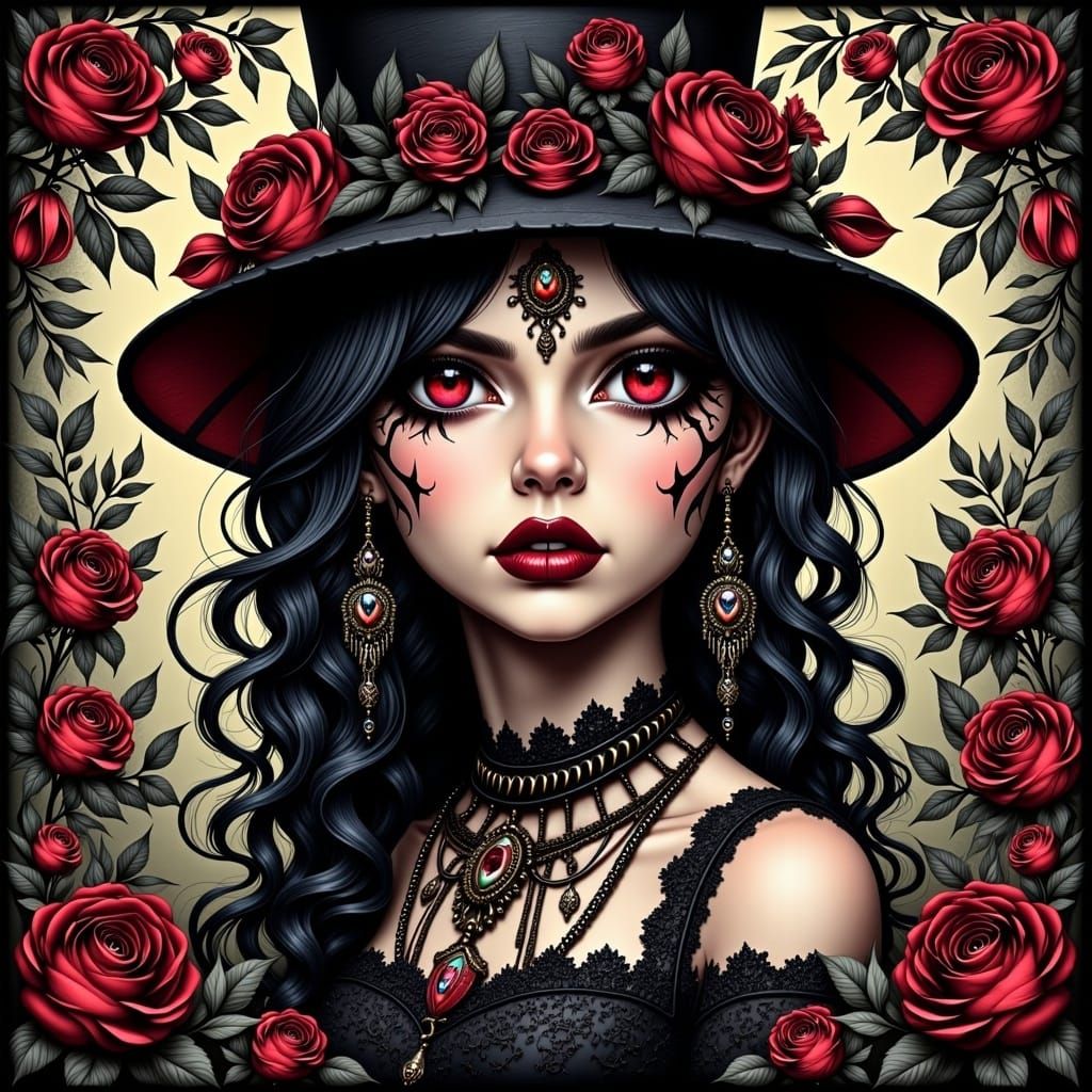 Gothic Girl in Pacifico Font, Gothic Art Style