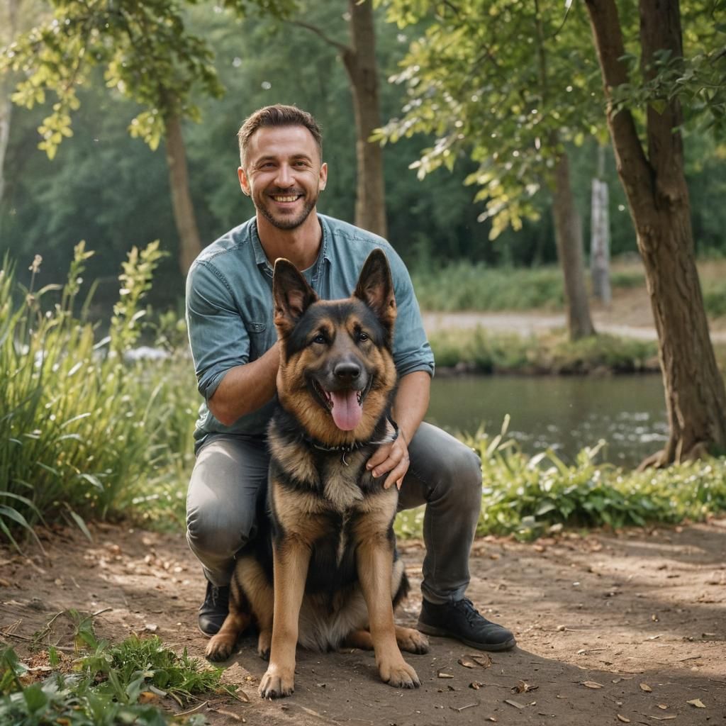 Man and Dog Portrait in National Geographic Style